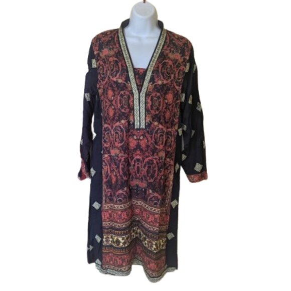 COTTON GINNY Long Indian Cotton Tunic / Dress Size Medium Fits Large NEW NWT - Picture 1 of 4